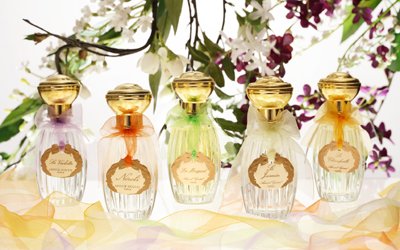 Annick Goutal soliflore perfume bottles including Le Muguet.