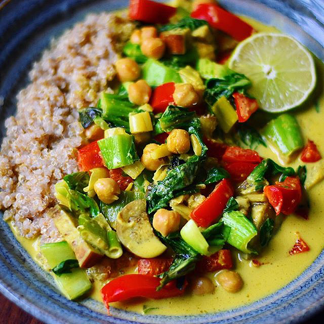 Bowl of vegan Thai curry